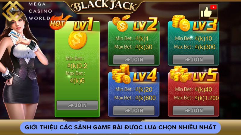 Giới thiệu các sảnh game bài được lựa chọn nhiều nhất